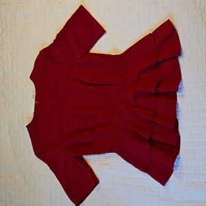 NWT, Asos Peplum Short Sleeve Shirt , Red, Size 4